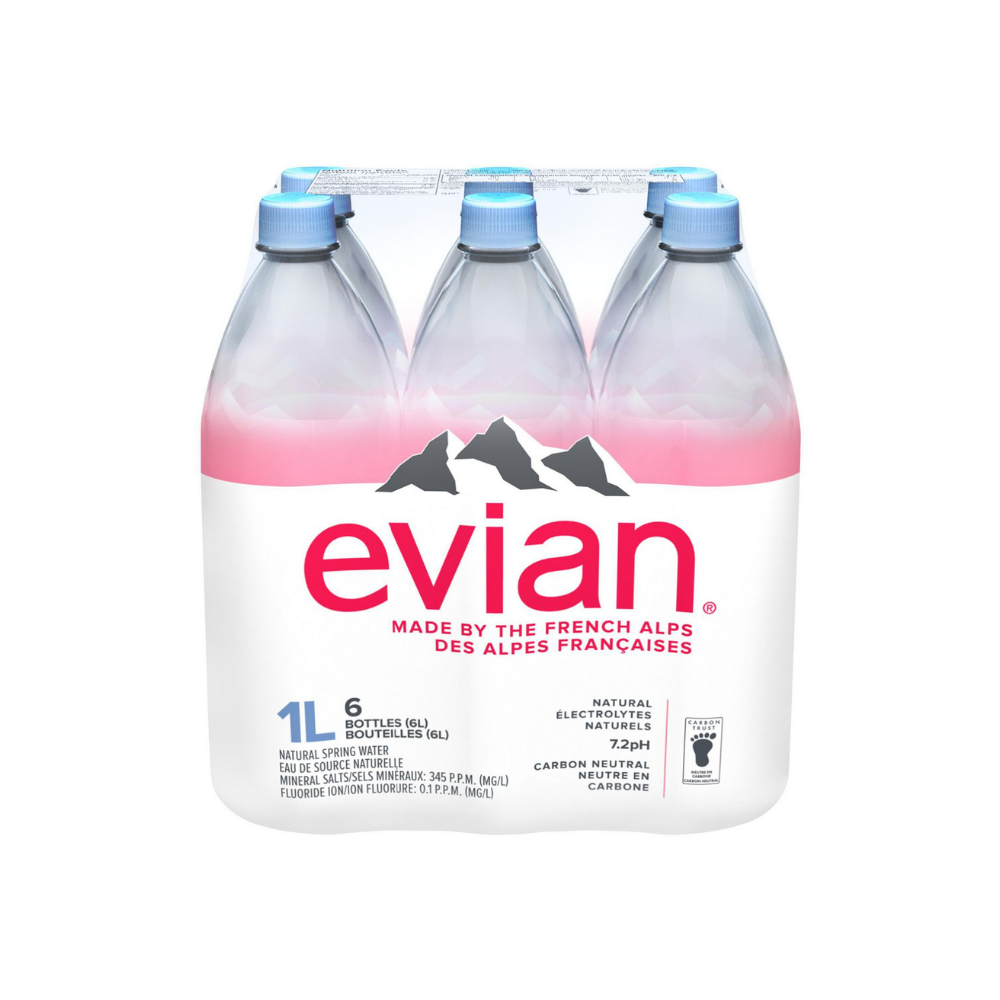 Evian Natural Spring Water 6X1L
