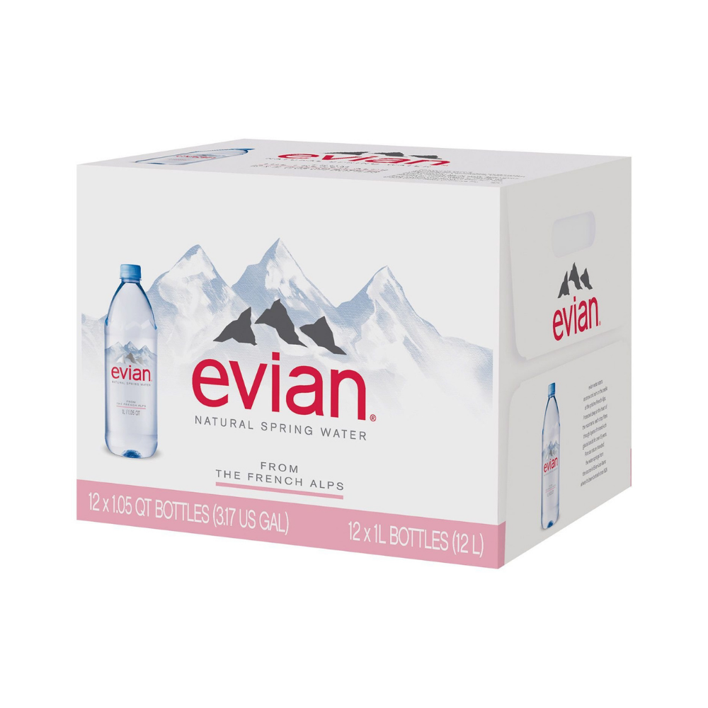 Evian Natural Spring Water 12X1L