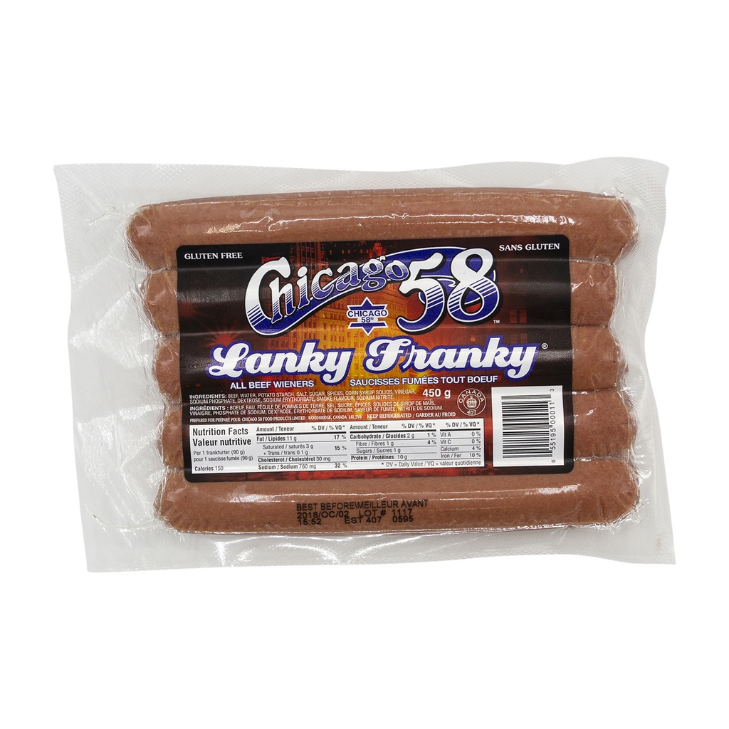 Chicago 58 All Beef Wieners 450G