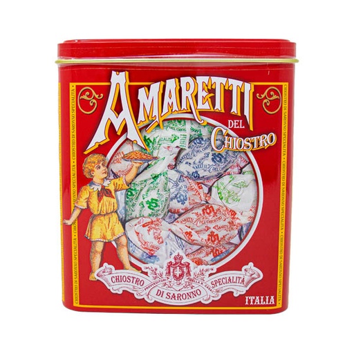 [56383] Chiostro Di Saronno Amaretti Minicube Tin 50g