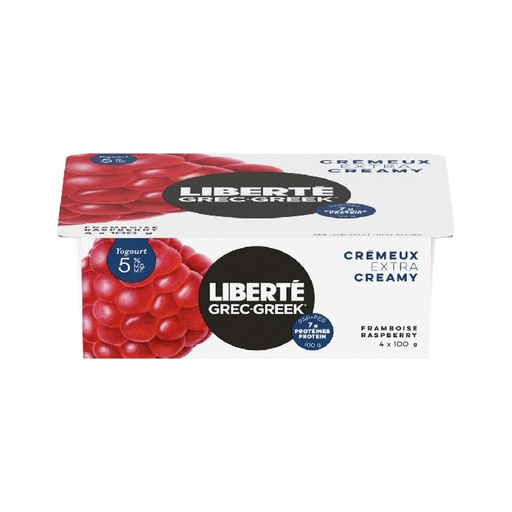 [67489] LIBERTE 5% RASPBERRY GREEK YOGURT 4X100G