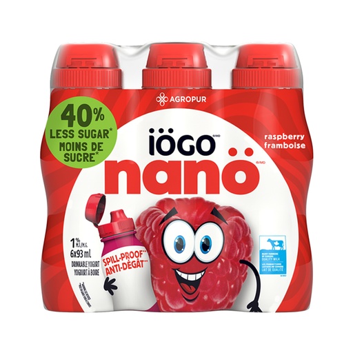 [67690] IOGO NANO RASPBERRY YOGURT DRINK 6X93ML