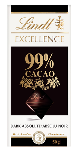 [87064] Lindt Excellence 99% Cocoa Dark Chocolate Bar 50g