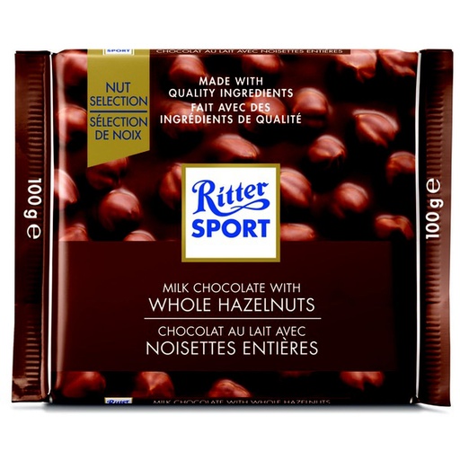 [87180] RITTER MILK CHOC WHOLE HZLNT