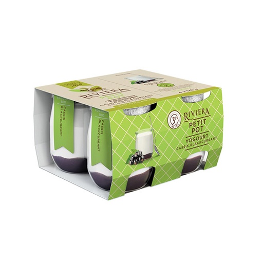 [103518] Riviera Organic Blackcurrant Yogurt 4X120G