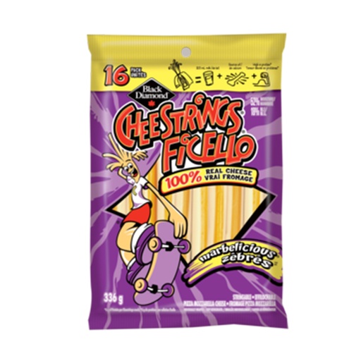 [112311] BLACK DIAMOND MARBLE CHEESE STRINGS 16 PACK 336g