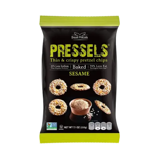 [120956] Pressels Thin & Crispy Sesame Pretzel Chips 200G