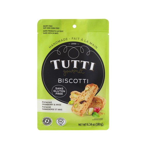 [209985] TUTTI GOURMET PISTACHIO CRANBERRY BISCOTTI GLUTEN FREE 180G