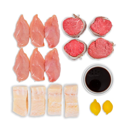 [226371] Filet Mignon, Organic Chicken Breast & Halibut Box 1ea