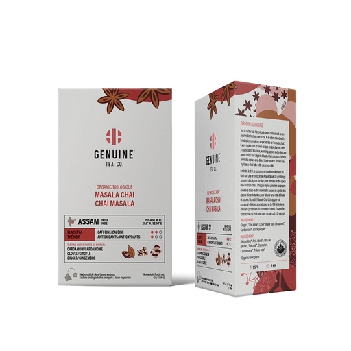[232086] GENUINE TEA Organic Masala Chai Pyramid Tea 15ct