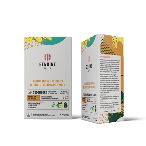 [232087] GENUINE TEA Lemon Ginger Rooibos Pyramid Tea 15ct