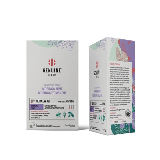 [232089] GENUINE TEA Organic Moringa Mint Pyramid Tea 15ct