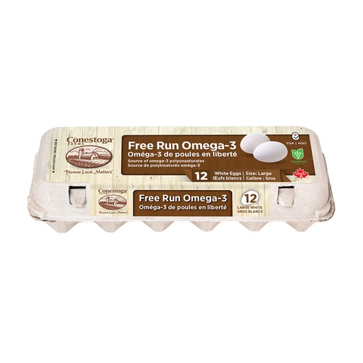 [236723] Conestoga Farms Omega - 3 White Large Eggs 12 Pack
