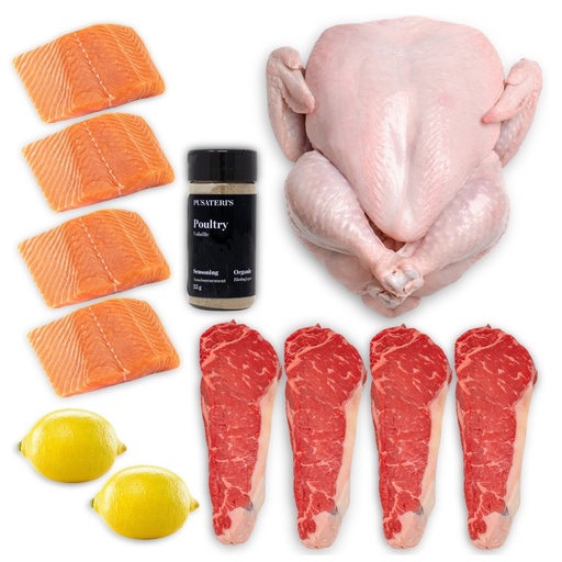 [257120] NY STRIPLOIN, ARCTIC CHAR & ORGANIC CHICKEN BOX
