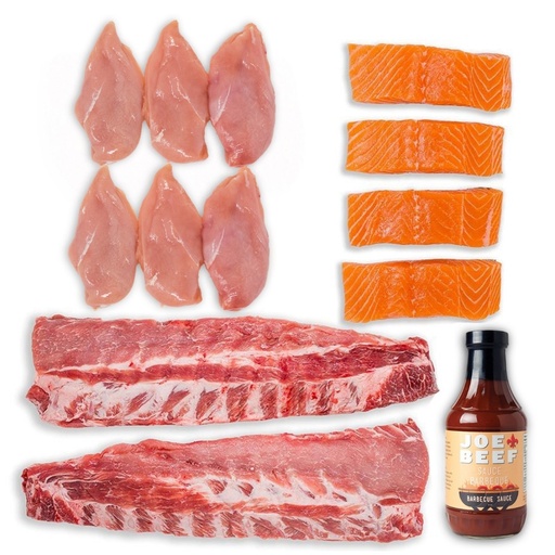 [257124] PORK RIBS, ORGANIC CHICKEN & SALMON BOX