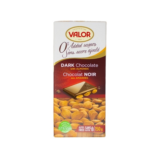 [260930] VALOR DARK CHOCOLATE ALMOND BAR NO SUGAR ADDED