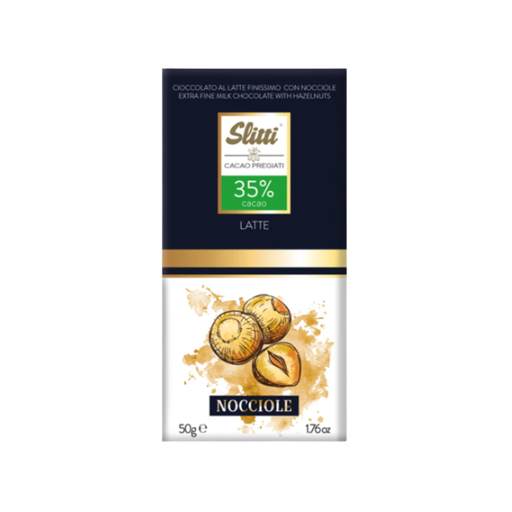 [345203] SLITTI MILK CHOCOLATE WITH HAZELNUTS 50G