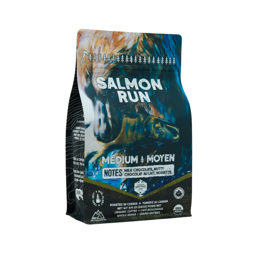 [470776] CANADIAN HERITAGE ROASTING CO. SALMON RUN MEDIUM ROAST COFFEE BEANS 340G