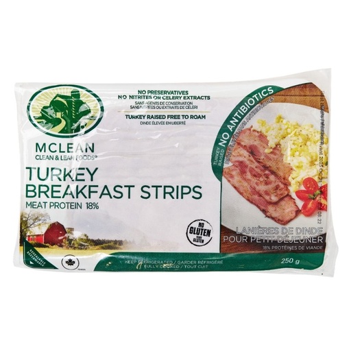Mclean Turkey Breakfast Strips 250G