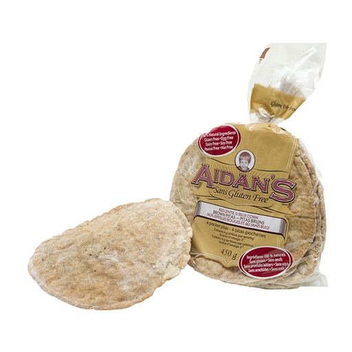 [92360] Aidan's Gluten Free Red Lentil & Blue Corn Brown Pitas 450g