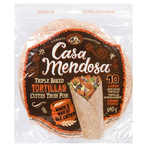 [176287] Casa Mendoza Casa Mendoza Whole Wheat Tortilla 7" 34g