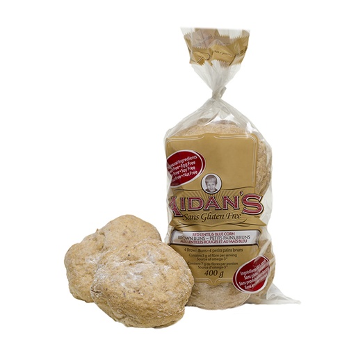 [92358] Aidan's Gluten Free Red Lentil & Blue Corn Brown Buns 450g