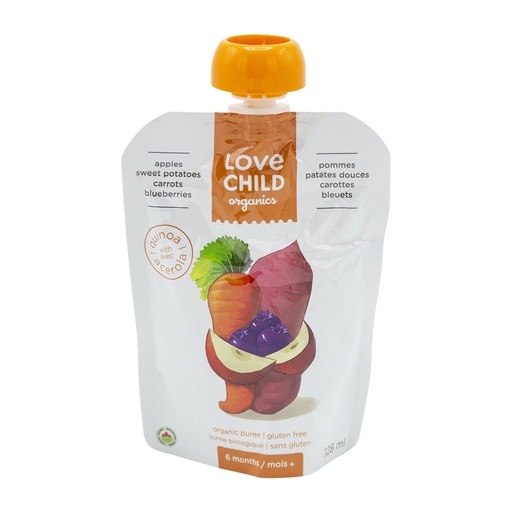 [44879] Love Child Organics Apples, Sweet Potatoes, Beets & Cinnamon Puree 128Ml