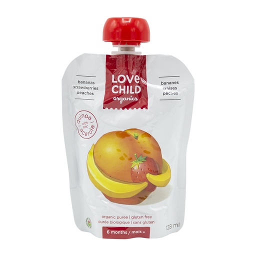[46109] Love Child Organics Bananas, Strawberries & Peaches 128Ml