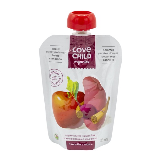 [46110] Love Child Organics Apples, Sweet Patatoes, Carrots & Bluberries 128Ml