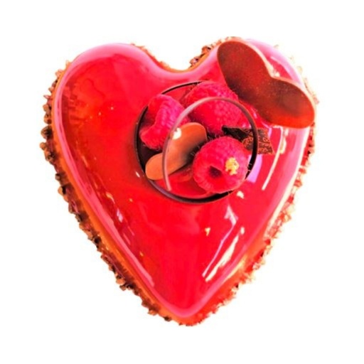 [65232] Rahier Chocolate Raspberry Heart Cake Ea (Serves 4)