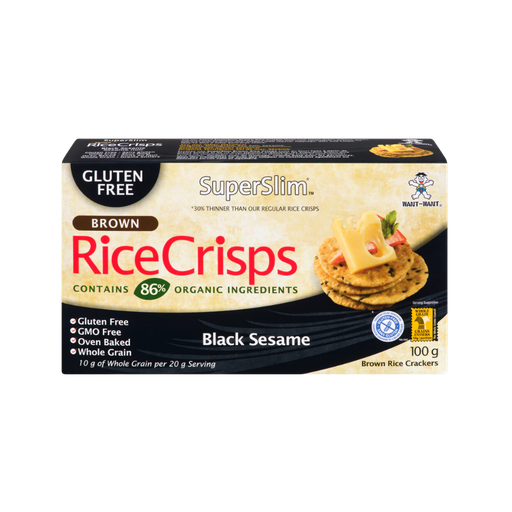 Want Want Superslim Brown Rice Crisps With Black Sesame 100G 