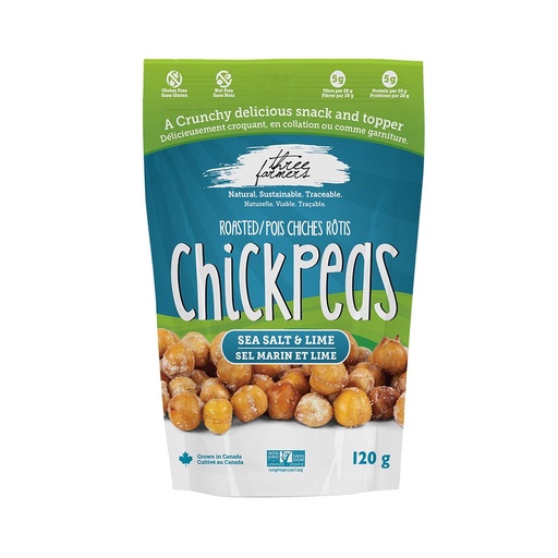 [47579] Three Farmers Sea Salt & Lime Roasted Chickpeas 120G