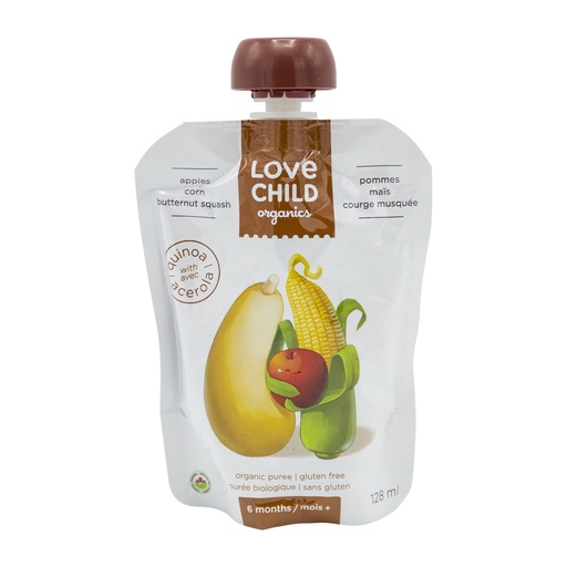 [49872] Love Child Organics Apples, Corn & Butternut Squash 128Ml
