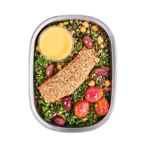 Flax & Pumpkin Seed Crusted Salmon And Grains 400G