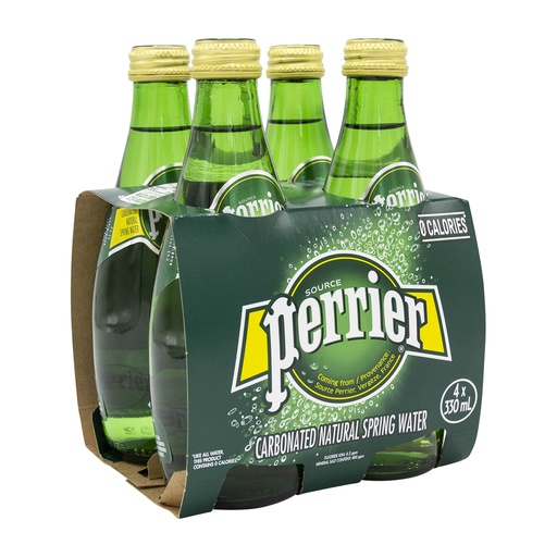 [51114] Perrier Sparkling Water Glass Bottle 4 X 330Ml