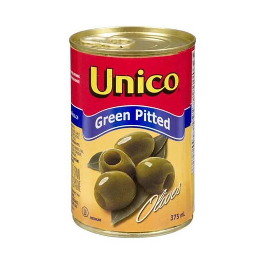 [52593] UNICO PITTED GREEN OLIVES 375ML