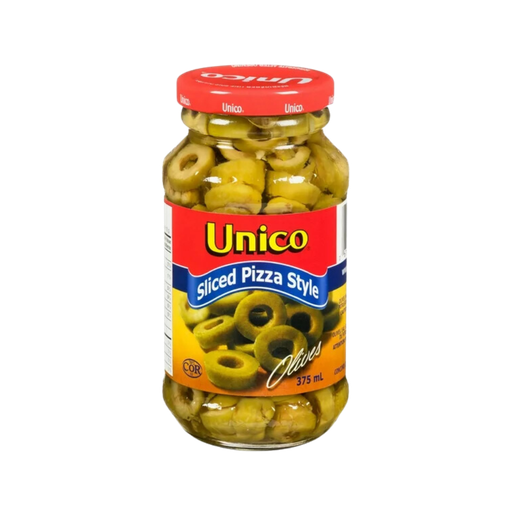Unico Sliced Pizza Style Olives 375Ml