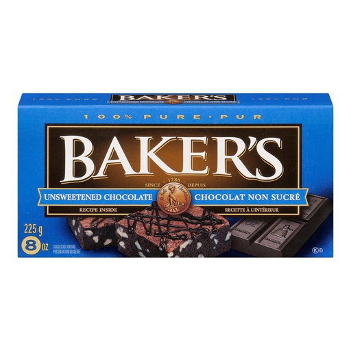 [53942] Baker's Unsweetend Choc 225G
